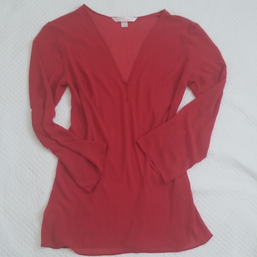Victoria's Secret swimsuit coverup sheer red LS L